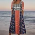 Femmes Floral Rouge Col Rond Confortable Robe Maxi Décontracté