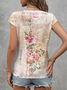 T-shirts Décontracté Floral Été Micro-élasticité Quotidien Manches Courtes Régulier Trapèze Régulier pour Femmes