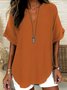 Blouses Femmes Élégant Plain Été Coton Aucune élasticité Demi Manche Col Châle Régulier Droit