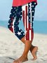 Pantalons De Yoga Femmes Décontracté Été Drapeau des États-Unis Coton Naturel Coupe Régulière Pantalon coupe slim Droit Régulier