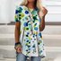 T-shirts Femmes Géométrique Décontracté Été Coton Micro-élasticité Manches Courtes Col Rond Long Régulier