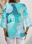 Blouses Femmes Simple Printemps / Automne Chevron Col V Quotidien Manches Longues Régulier Droit Régulier