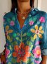 Chemises Femmes Décontracté Floral Printemps / Automne Quotidien Coupe Régulière Régulier Trapèze Régulier Col de Chemise