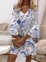 Femmes Floral Blanc Col V Confortable Robe Mi-Longue Boho