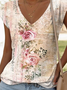 T-shirts Décontracté Floral Été Micro-élasticité Quotidien Manches Courtes Régulier Trapèze Régulier pour Femmes