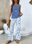 Deux Pièces Ensembles Décontracté Ombre Été Polyester Aucune élasticité Coupe Régulière Col Rond Trapèze Régulier pour Femmes