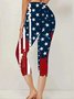 Pantalons De Yoga Femmes Décontracté Été Drapeau des États-Unis Coton Naturel Coupe Régulière Pantalon coupe slim Droit Régulier