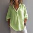 Chemises Décontracté Plain Printemps / Automne en Lin Micro-élasticité Régulier Trapèze Régulier Col de Chemise pour Femmes