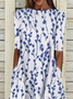 Femmes Floral Blanc Col Rond Confortable Imprimé Robe Maxi Décontracté