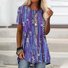 T-shirts Femmes Géométrique Décontracté Été Quotidien Coupe Régulière Manches Courtes Long Trapèze Régulier