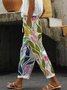 Pantalons Femmes Décontracté Floral Printemps / Automne Polyester Naturel Aucune élasticité Ample Droit Régulier