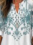 Blouses Simple Été Nationalité/ethnie Polyester Aucune élasticité Demi Manche Col Châle Droit Régulier pour Femmes