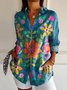 Chemises Femmes Décontracté Floral Printemps / Automne Quotidien Coupe Régulière Régulier Trapèze Régulier Col de Chemise