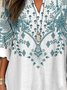Blouses Simple Été Nationalité/ethnie Polyester Aucune élasticité Demi Manche Col Châle Droit Régulier pour Femmes