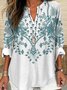 Blouses Simple Été Nationalité/ethnie Polyester Aucune élasticité Demi Manche Col Châle Droit Régulier pour Femmes