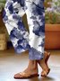 Pantalons Vacances Floral Printemps / Automne en Lin Faire la navette Coupe Régulière Pantalon droit Droit Régulier pour Femmes