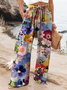 Pantalons Décontracté Floral Printemps / Automne Coton Imprimé Naturel Micro-élasticité Ample Pantalon baggy pour Femmes