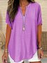Blouses Élégant Plain Été Aucune élasticité Quotidien Ample Col Châle Régulier Droit pour Femmes