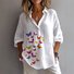 Chemises Décontracté Plain Printemps / Automne en Lin Micro-élasticité Manches Longues Régulier Trapèze Régulier pour Femmes