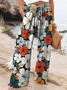 Pantalons Décontracté Floral Printemps / Automne Coton Micro-élasticité Quotidien Ample Long Régulier pour Femmes