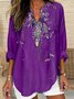 Blouses Femmes Élégant Floral Été Aucune élasticité Quotidien Ample Col Châle Régulier Régulier