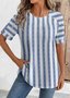 T-shirts Femmes Rayé Décontracté Été Micro-élasticité Vacances Col Rond Régulier Droit Régulier