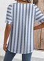 T-shirts Femmes Rayé Décontracté Été Micro-élasticité Vacances Col Rond Régulier Droit Régulier
