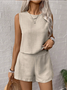 Deux Pièces Ensembles Femmes Simple Plain Été Micro-élasticité Quotidien Sans Manches Top Avec Pantalons Droit Régulier