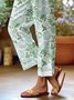Pantalons Décontracté Plantes Printemps / Automne en Lin Coupe Régulière Pantalon droit Long Droit Régulier pour Femmes