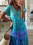 Femmes Floral Comme Image Col V Confortable Imprimé Robe Maxi Décontracté