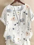 Blouses Femmes Décontracté Floral Été Coton Domestique Coupe Régulière Col Rond Régulier Régulier