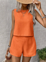 Deux Pièces Ensembles Femmes Simple Plain Été Micro-élasticité Quotidien Sans Manches Top Avec Pantalons Droit Régulier