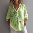 Chemises Femmes Décontracté Plain Printemps / Automne en Lin Micro-élasticité Coupe Régulière Trapèze Régulier Col de Chemise