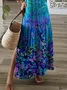 Femmes Floral Comme Image Col V Confortable Imprimé Robe Maxi Décontracté
