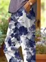 Pantalons Vacances Floral Printemps / Automne en Lin Faire la navette Coupe Régulière Pantalon droit Droit Régulier pour Femmes
