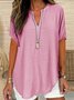Blouses Élégant Plain Été Aucune élasticité Quotidien Ample Col Châle Régulier Droit pour Femmes