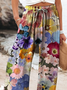 Pantalons Décontracté Floral Printemps / Automne Coton Imprimé Naturel Micro-élasticité Ample Pantalon baggy pour Femmes