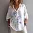 Chemises Femmes Décontracté Plain Printemps / Automne en Lin Micro-élasticité Coupe Régulière Trapèze Régulier Col de Chemise