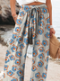 Pantalons Femmes Décontracté Floral Printemps / Automne Imprimé Naturel Ample Long Droit Pantalon baggy