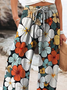 Pantalons Décontracté Floral Printemps / Automne Coton Micro-élasticité Quotidien Ample Long Régulier pour Femmes