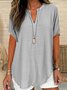 Blouses Élégant Plain Été Aucune élasticité Quotidien Ample Col Châle Régulier Droit pour Femmes