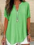 Blouses Élégant Plain Été Aucune élasticité Quotidien Ample Col Châle Régulier Droit pour Femmes