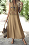 Femmes Plain Kaki Col V Confortable Robe Maxi Décontracté