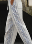 Pantalons Décontracté Printemps / Automne Ethnique Géométrie Naturel Micro-élasticité Quotidien Coupe Régulière Droit Régulier pour Femmes