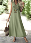 Femmes Plain Vert Col V Confortable Robe Maxi Décontracté