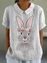 Blouses Femmes Élégant Été PÂQUES (lapin) Polyester Aucune élasticité Ample Demi Manche Col Châle Droit