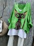 T-shirts Rétro Printemps / Automne Chat Coton Quotidien Ample Manches Longues Régulier Régulier pour Femmes