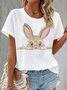 T-shirts Femmes Décontracté Été PÂQUES (lapin) Coton Quotidien Col Rond Régulier Trapèze Régulier