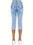 Pantalons Femmes Décontracté Été Imprimé graphique en faux denim Viscose Micro-élasticité Quotidien Taille Élastique Corsaire Droit