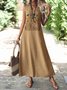 Femmes Plain Kaki Col V Confortable Robe Maxi Décontracté